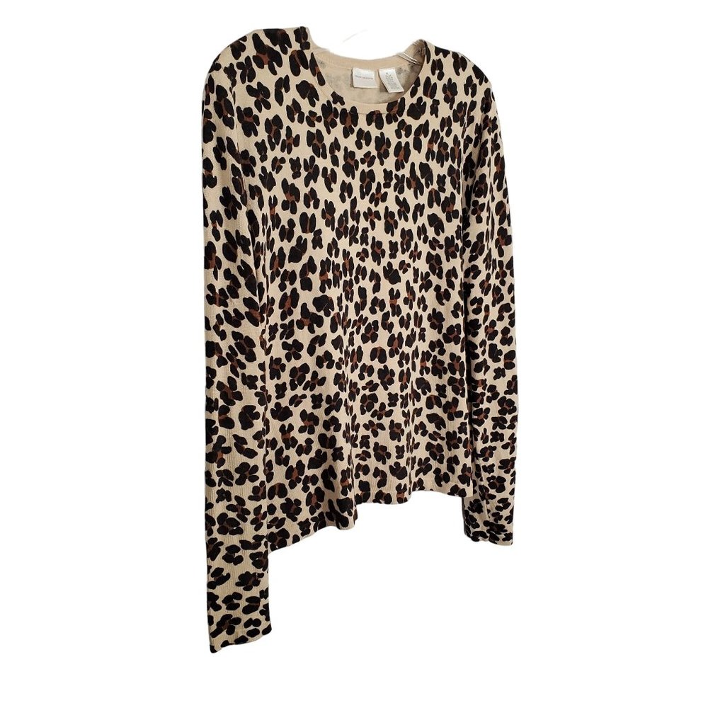 Isaac Mizrahi Size XL Sweater Pullover Silk Wool Blend Leopard Lightweight Knit